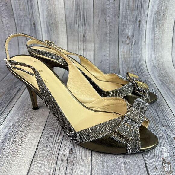 Kate Spade Sliver Slingback Pump Metallic Bronze Nappa Bow Size 8 B Heels - Picture 1 of 9